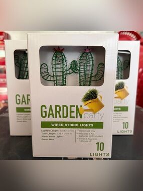 Garden Party Wired String Cactus Lights 3 Boxes  **Brand New